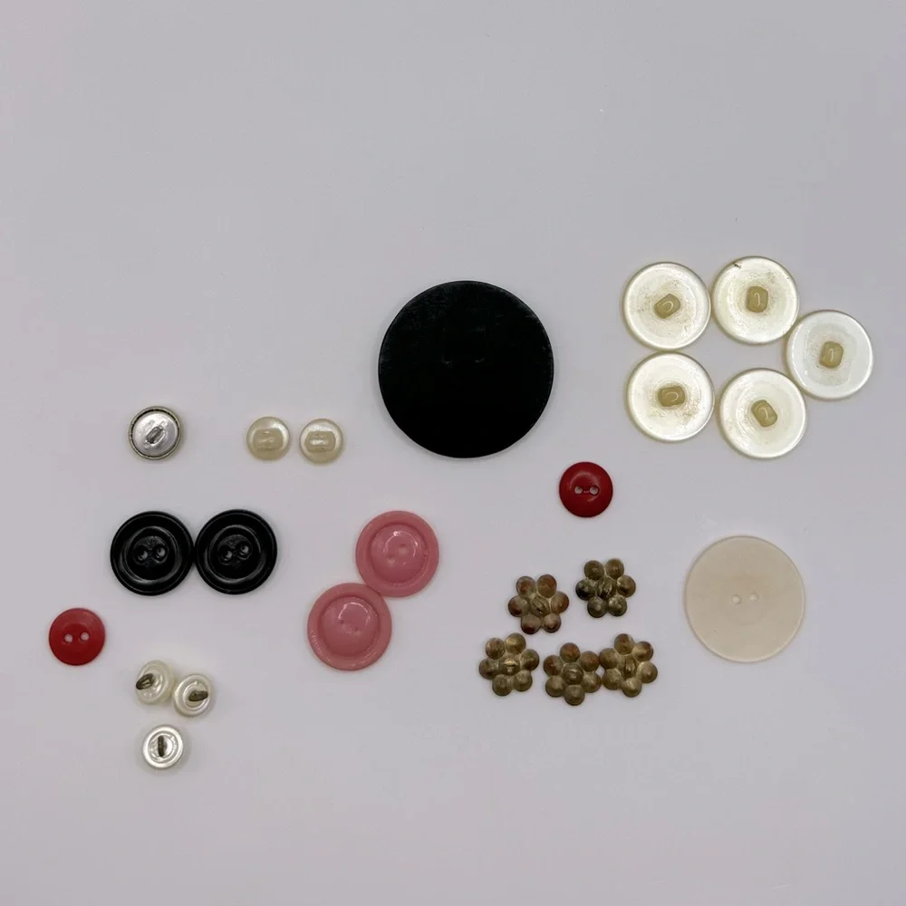 VINTAGE Crystal Plastic Wood & MOP Buttons - Lot of 24